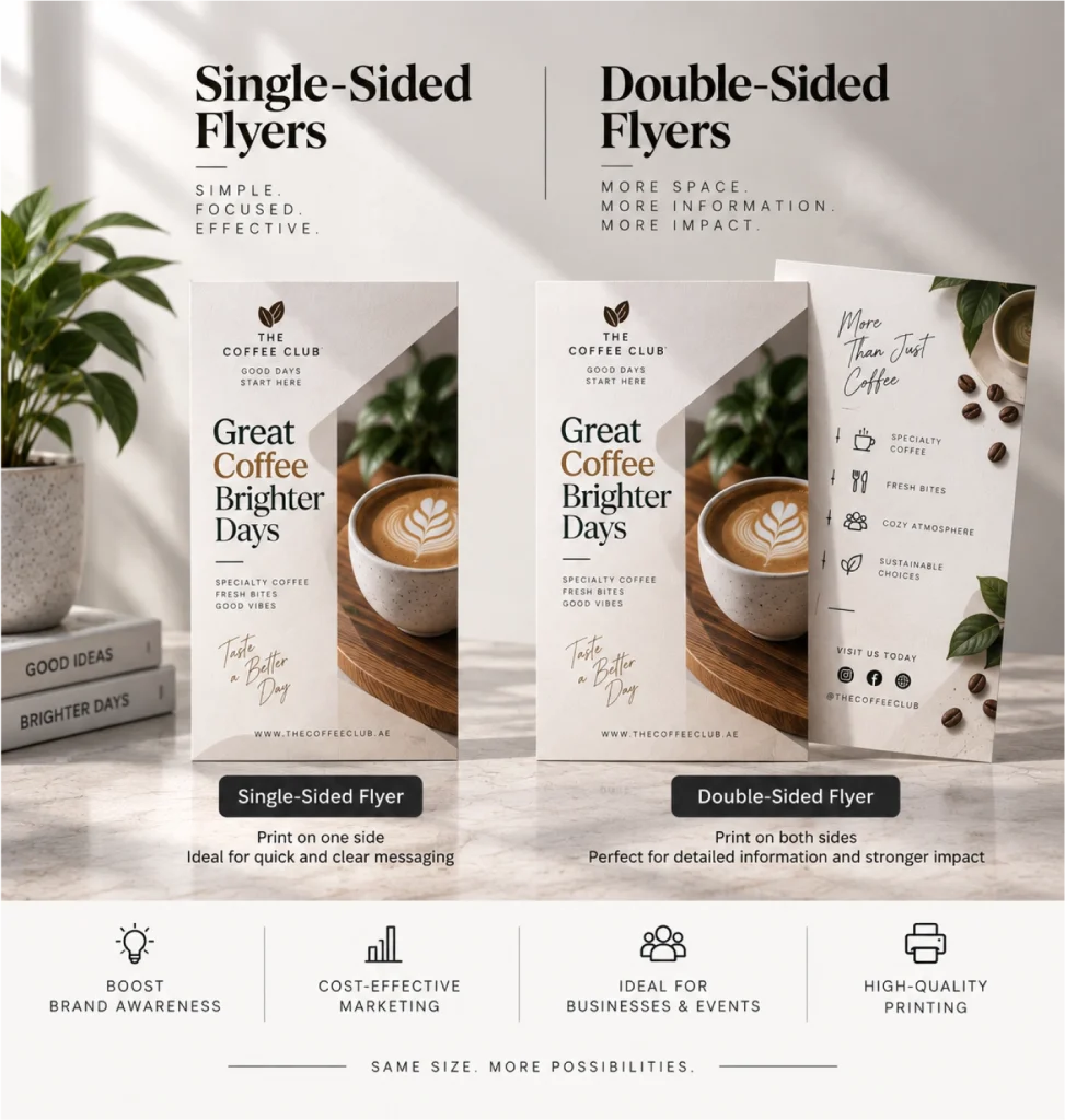 Single-sided and double-sided flyers comparison