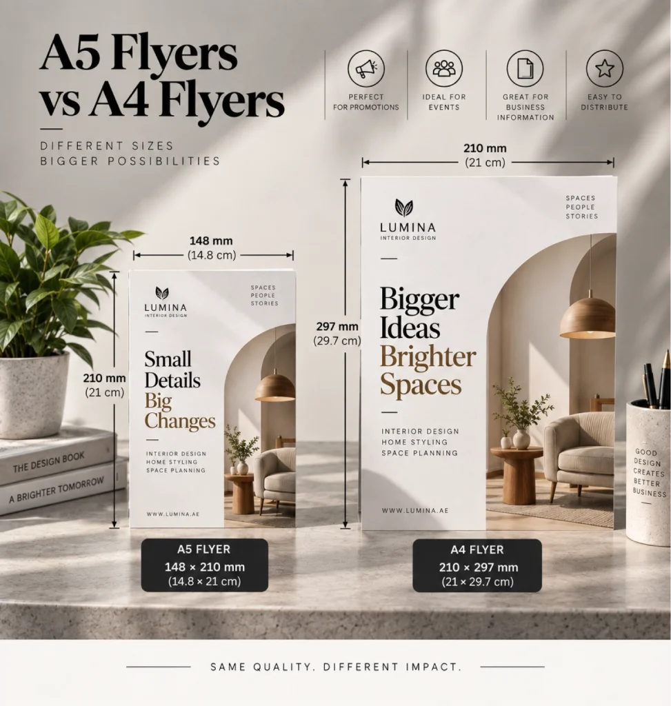 A5 vs A4 flyer size comparison